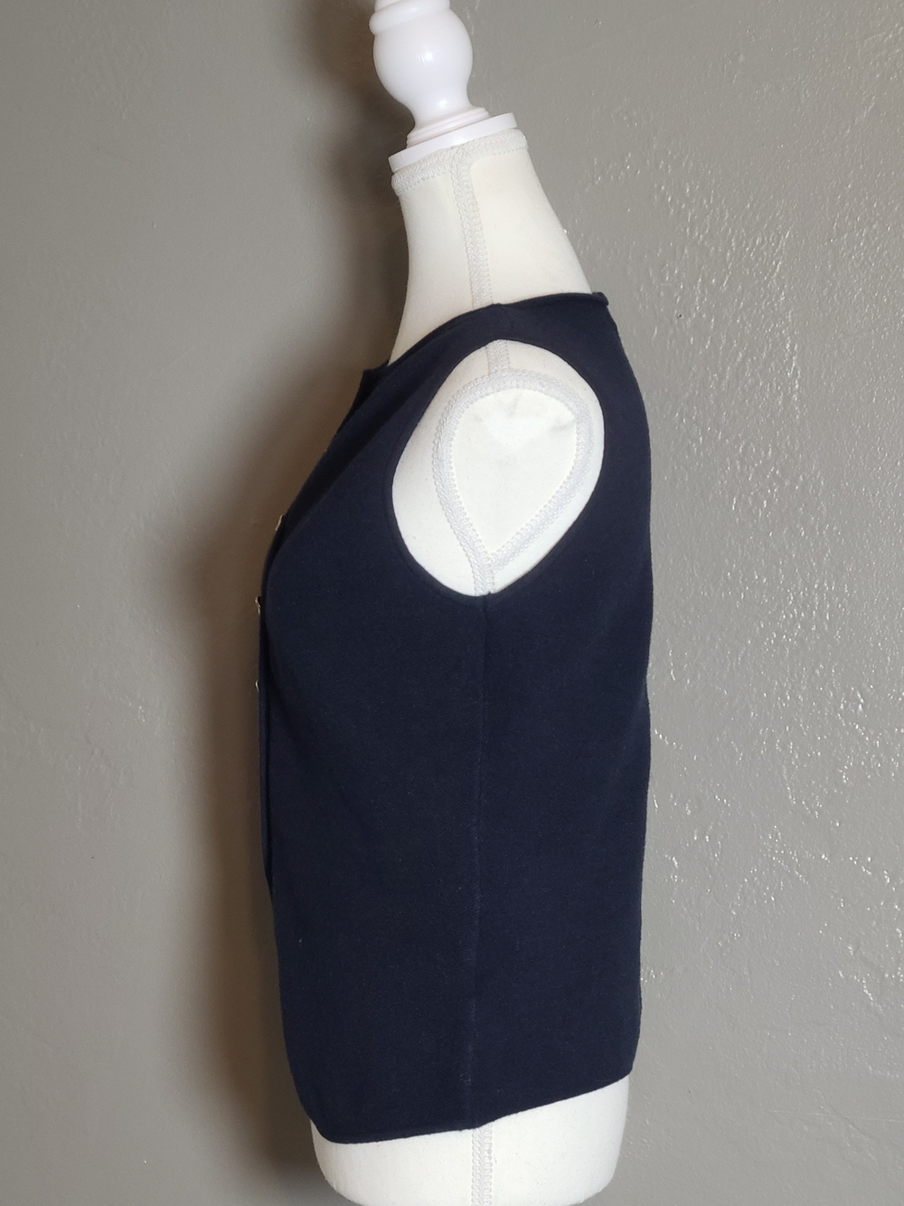 Song of Style By Aimee Song Stylish Womens Navy Knit Top Gold Buttons Medium - Picture 3 of 10